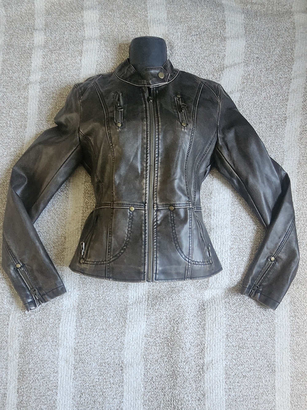 TCEC Btown/ Hold Fitted Leather Zip-Up Jacket